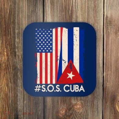 Cuba USA Flags United #S.O.S.CUBA Coaster