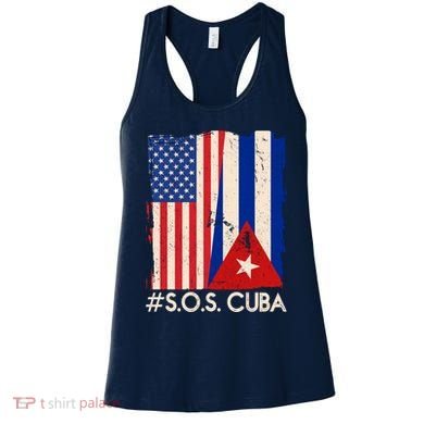 Cuba USA Flags United #S.O.S.CUBA Women's Tank Top