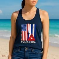 Cuba USA Flags United #S.O.S.CUBA Women's Tank Top thumb 2