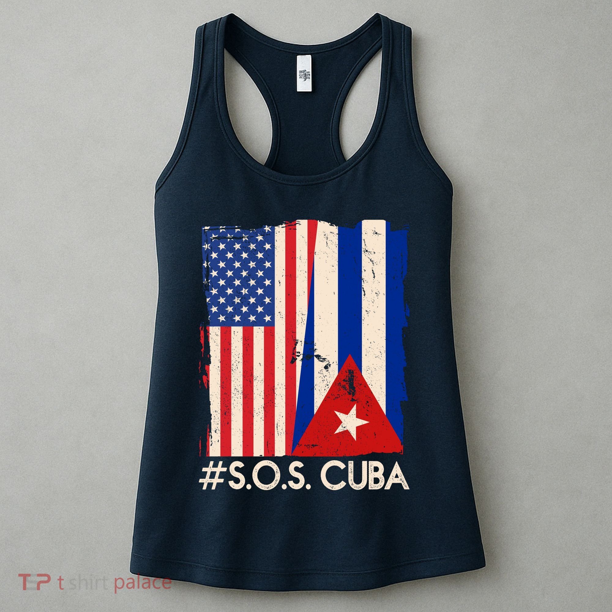 Cuba USA Flags United #S.O.S.CUBA Women's Tank Top