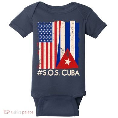 Cuba USA Flags United #S.O.S.CUBA Baby Bodysuit