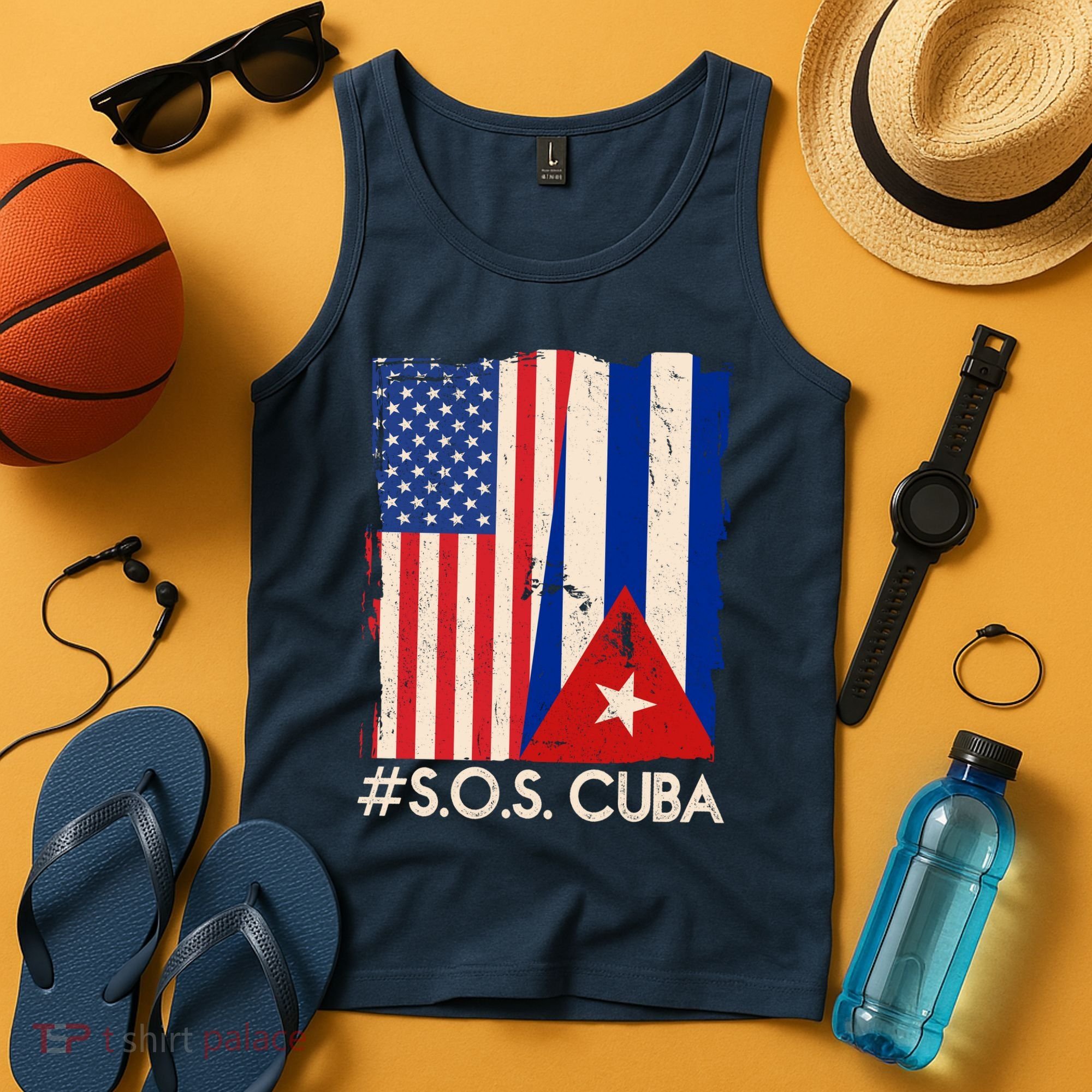 Cuba USA Flags United #S.O.S.CUBA Tank Top