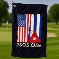 Cuba USA Flags United #S.O.S.CUBA Golf Towel thumb 1