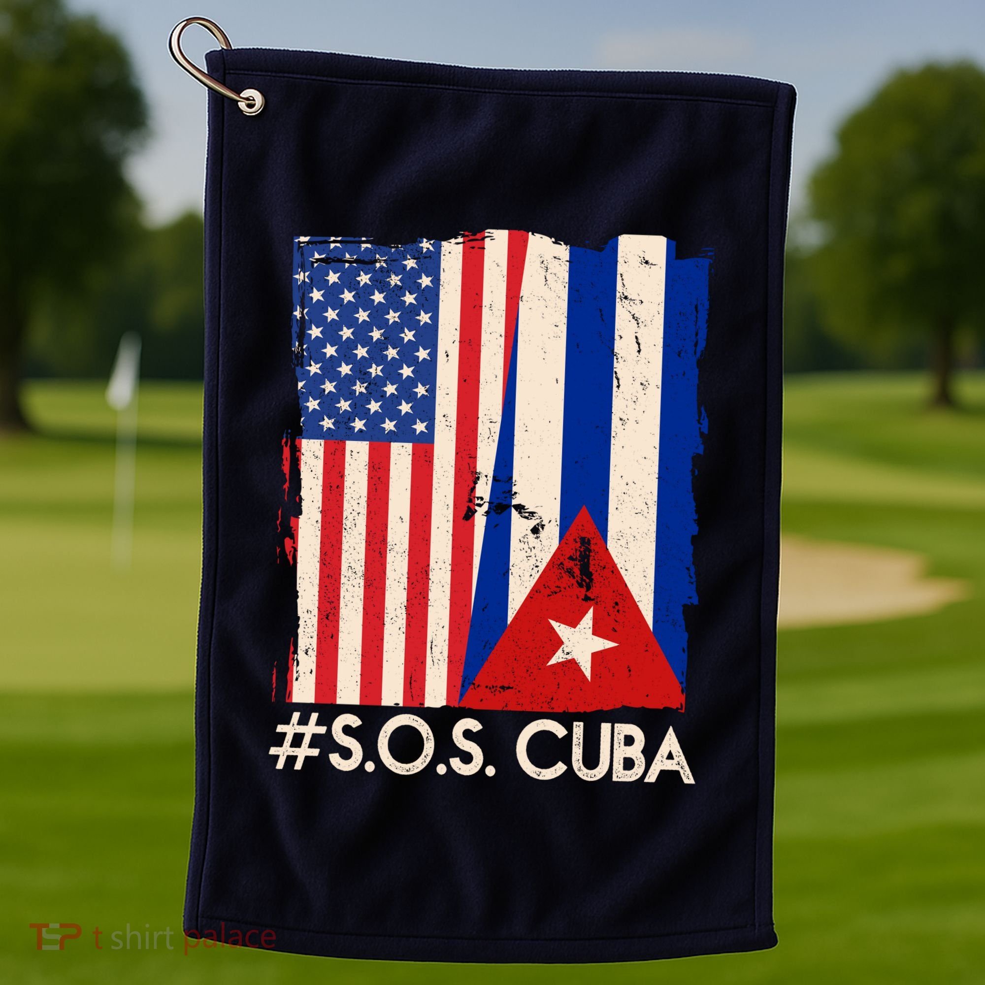 Cuba USA Flags United #S.O.S.CUBA Golf Towel