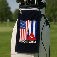 Cuba USA Flags United #S.O.S.CUBA Golf Towel thumb 2