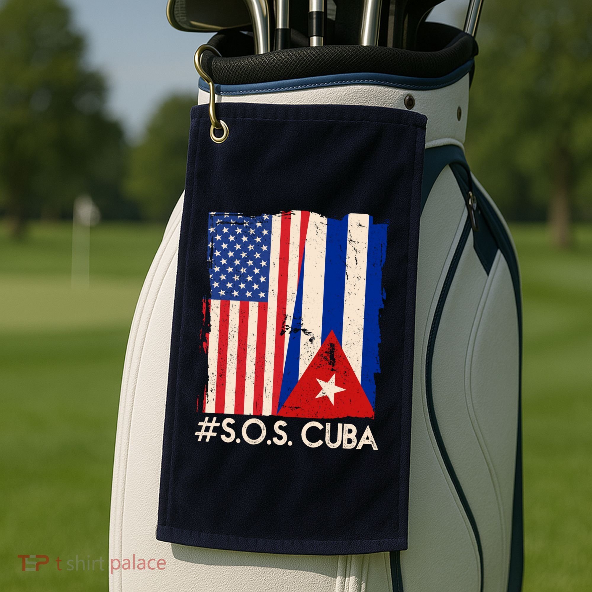 Cuba USA Flags United #S.O.S.CUBA Golf Towel