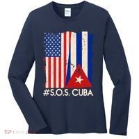 Cuba USA Flags United #S.O.S.CUBA Women's Long Sleeve Shirt thumb 0