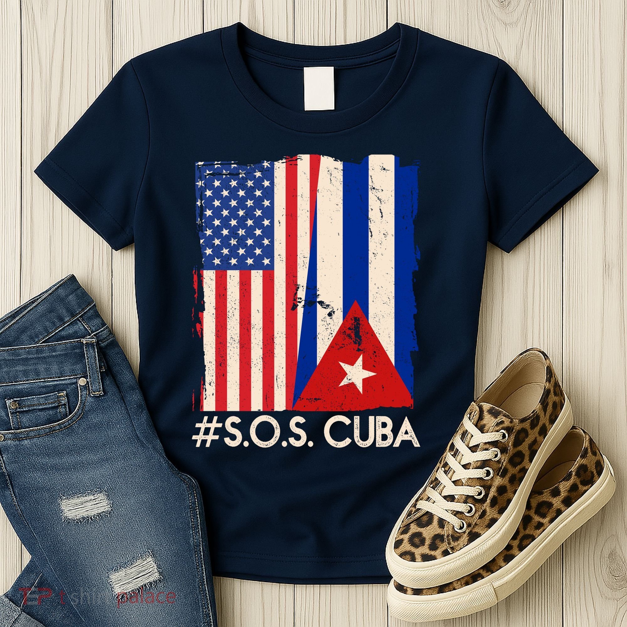 Cuba USA Flags United #S.O.S.CUBA Women's T-Shirt