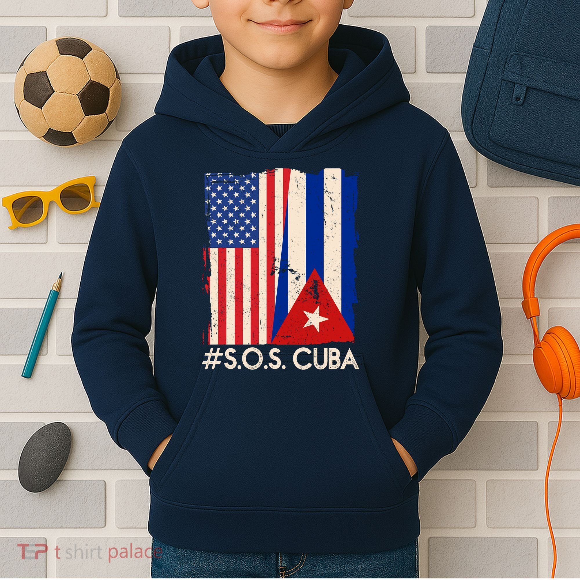 Cuba USA Flags United #S.O.S.CUBA Kids Hoodie