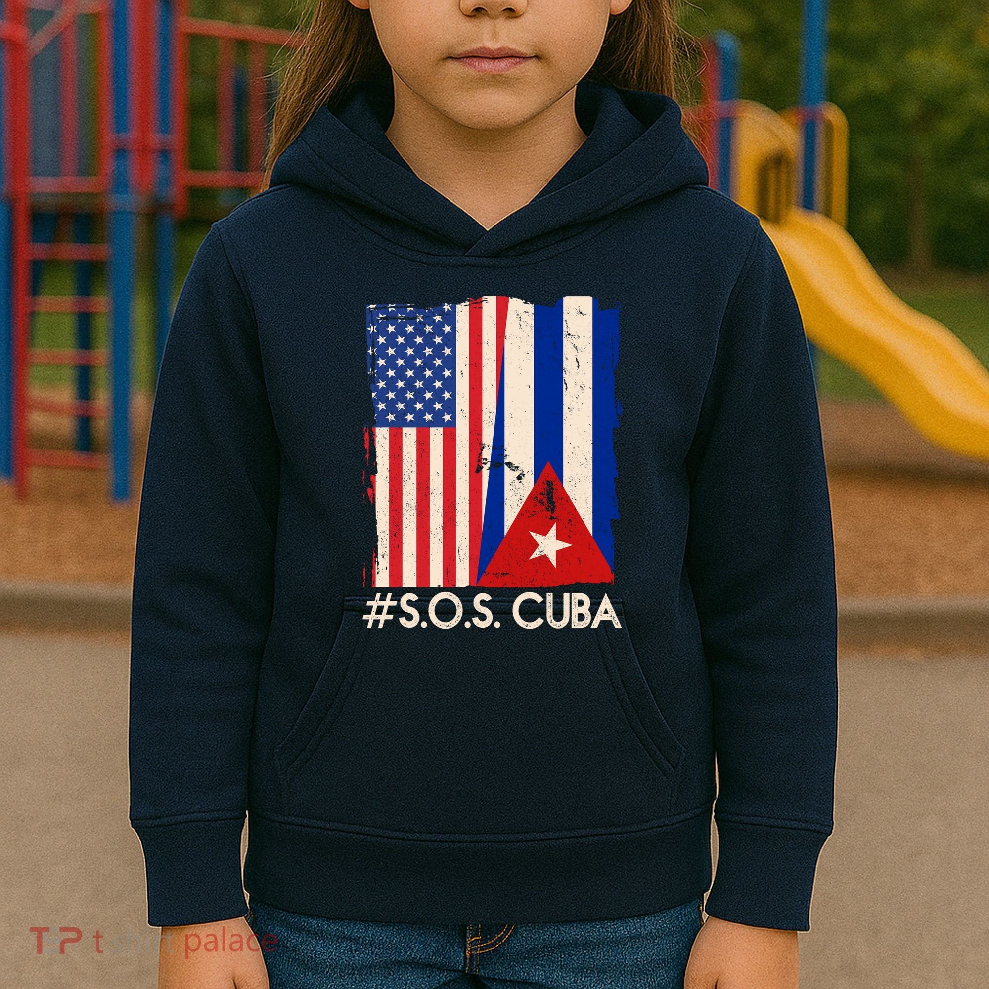 Cuba USA Flags United #S.O.S.CUBA Kids Hoodie
