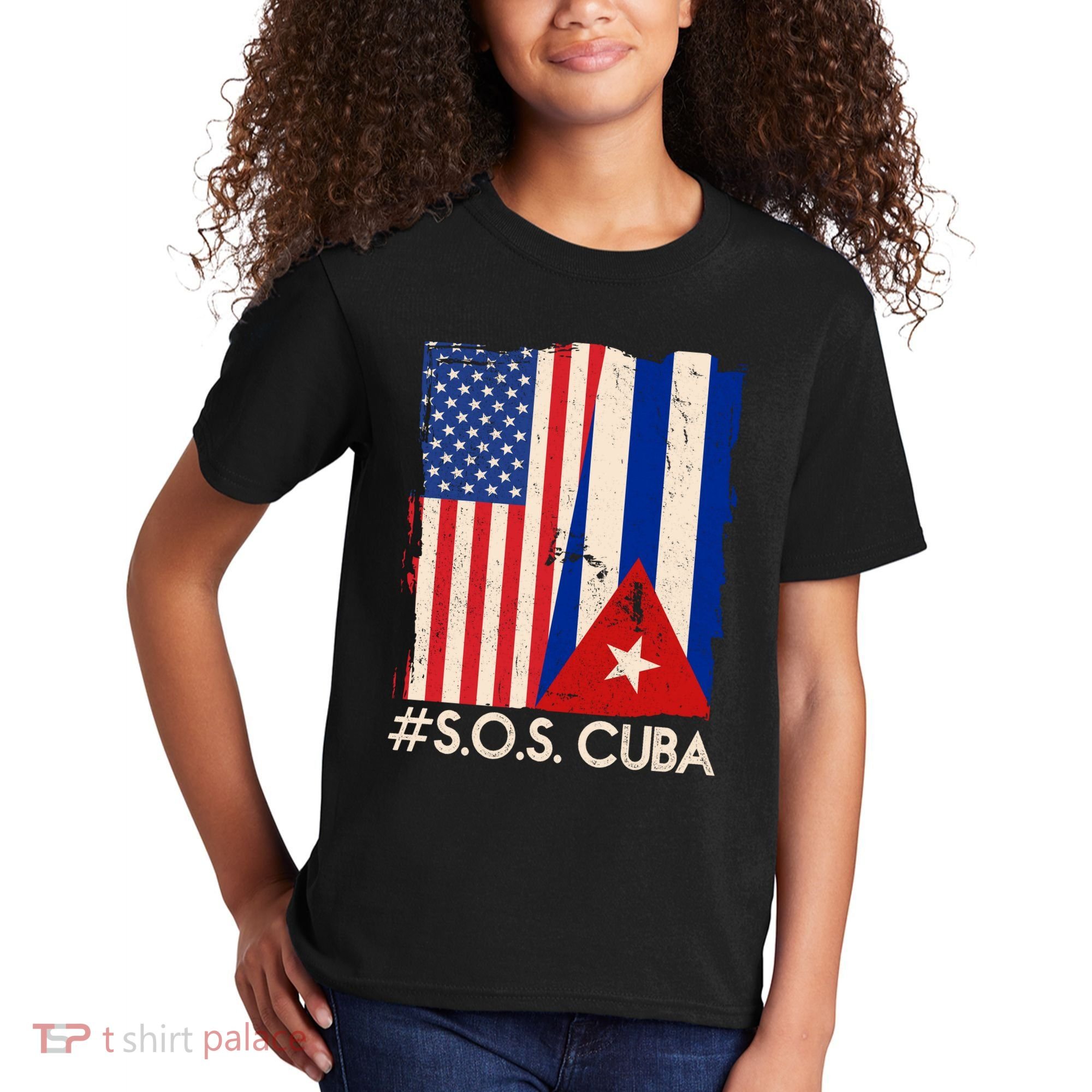 Cuba USA Flags United #S.O.S.CUBA Kids T-Shirt
