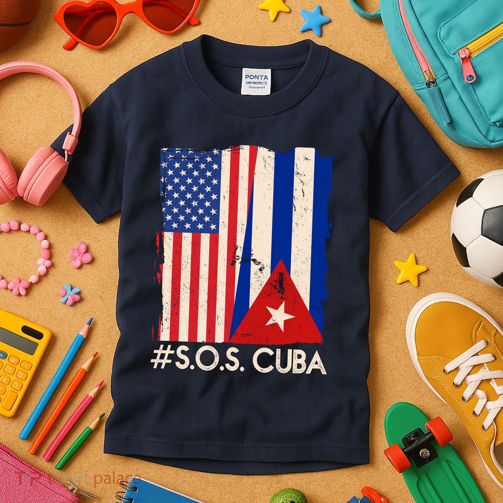 Cuba USA Flags United #S.O.S.CUBA Kids T-Shirt