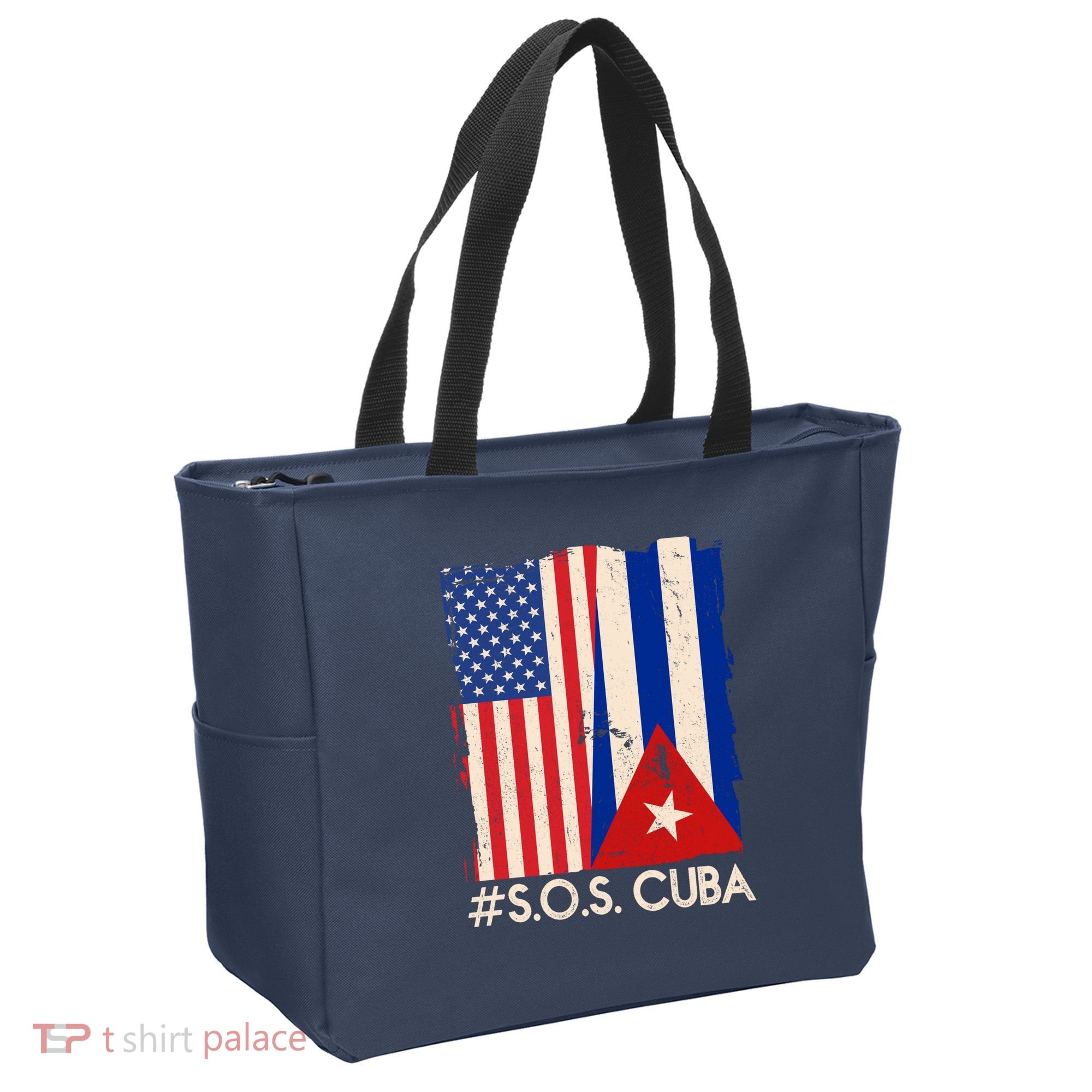 Cuba USA Flags United #S.O.S.CUBA Tote Bag