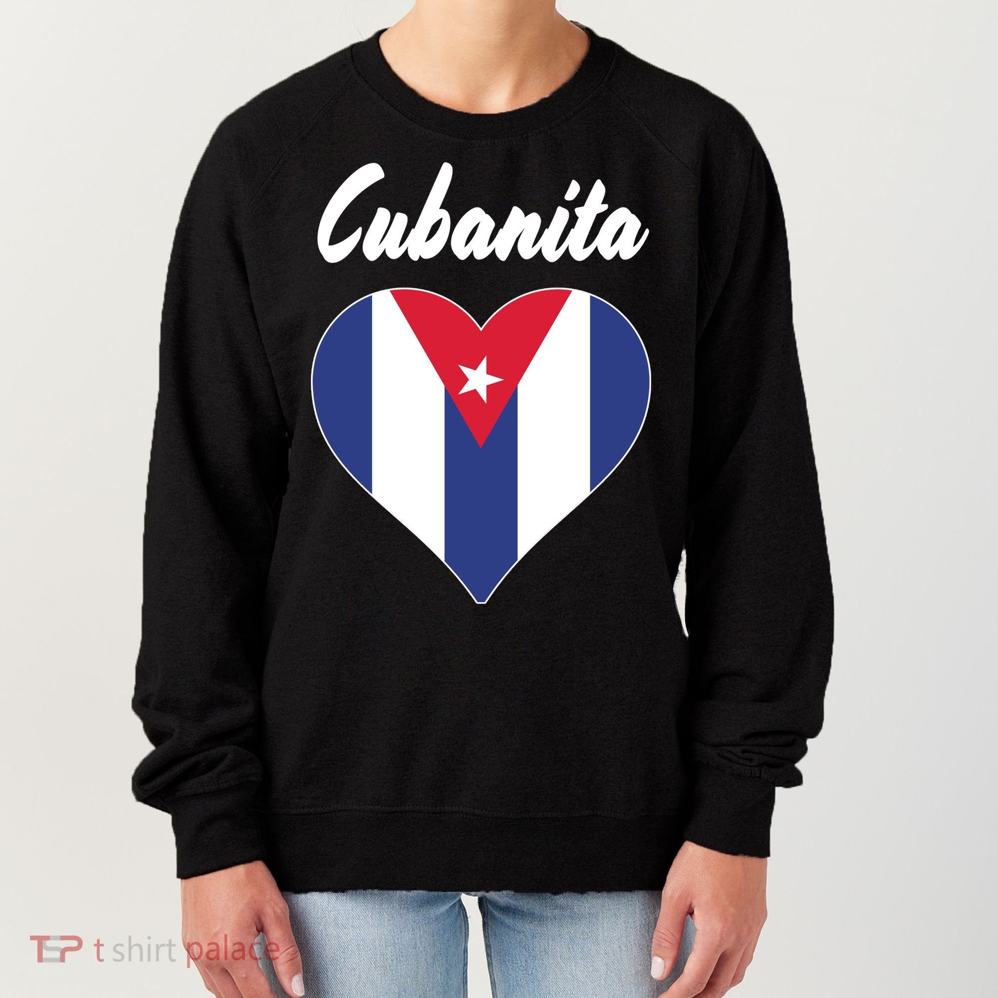 Cubanita Women Cuba Flag Hear Women's Sweatshirt