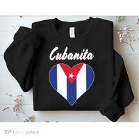 Cubanita Women Cuba Flag Hear Sweatshirt thumb 2