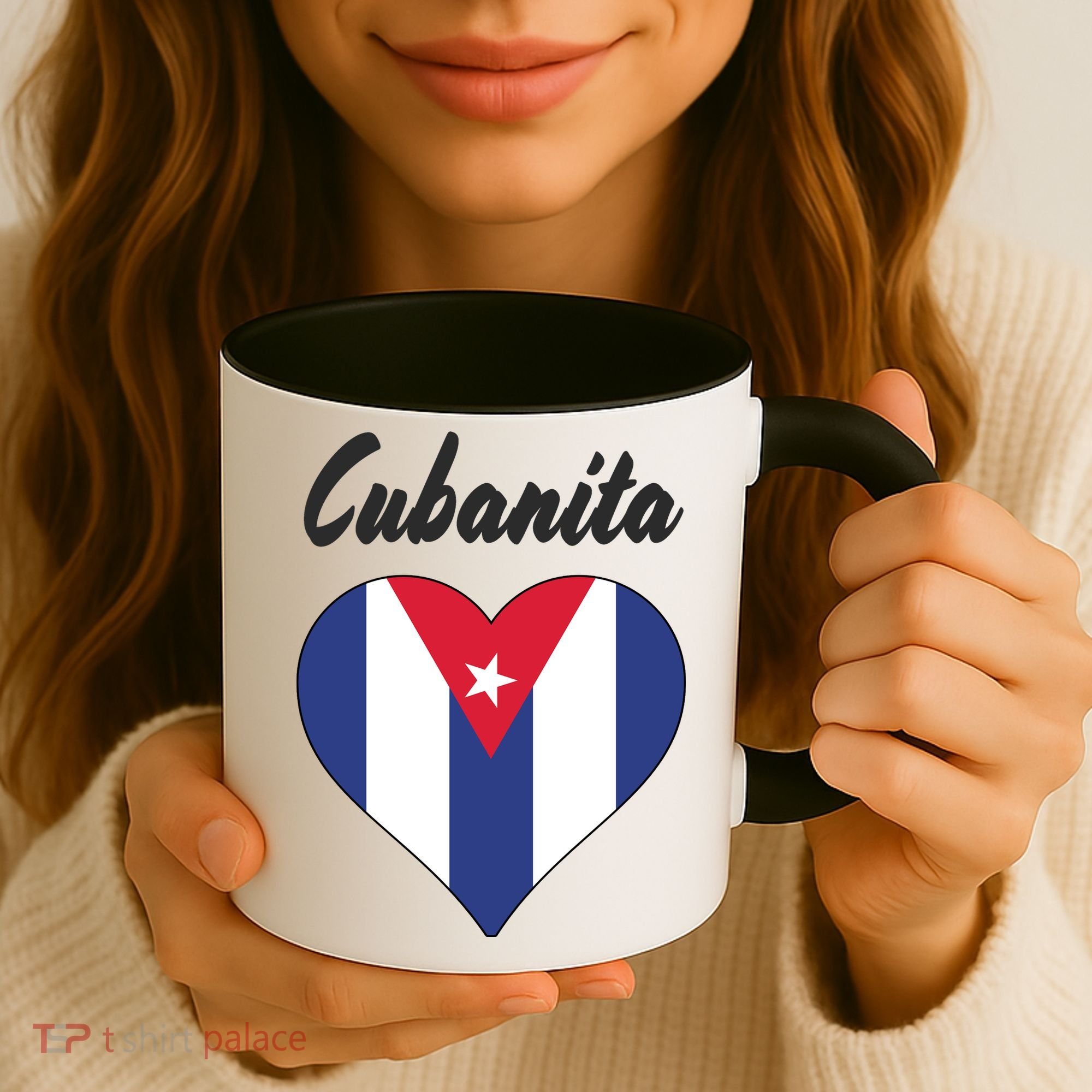 Cubanita Women Cuba Flag Hear Coffee Mug
