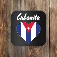 Cubanita Women Cuba Flag Hear Coaster thumb 0