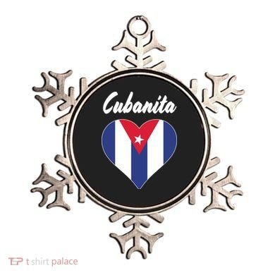 Cubanita Women Cuba Flag Hear Ornament