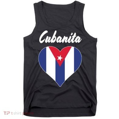 Cubanita Women Cuba Flag Hear Tank Top