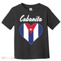 Cubanita Women Cuba Flag Hear Toddler T-Shirt thumb 0