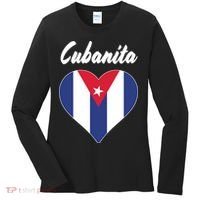 Cubanita Women Cuba Flag Hear Women's Long Sleeve Shirt thumb 0