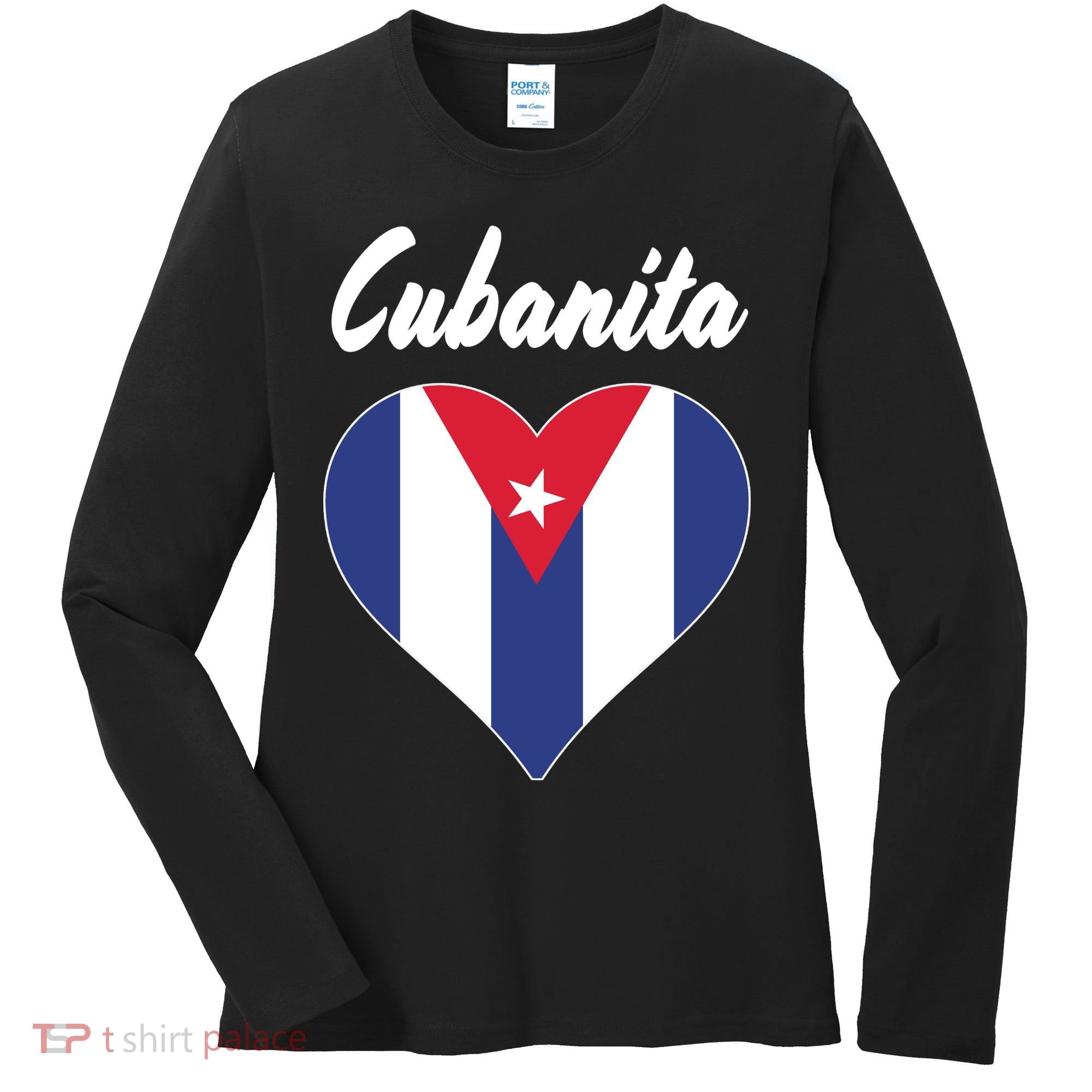 Cubanita Women Cuba Flag Hear Women's Long Sleeve Shirt