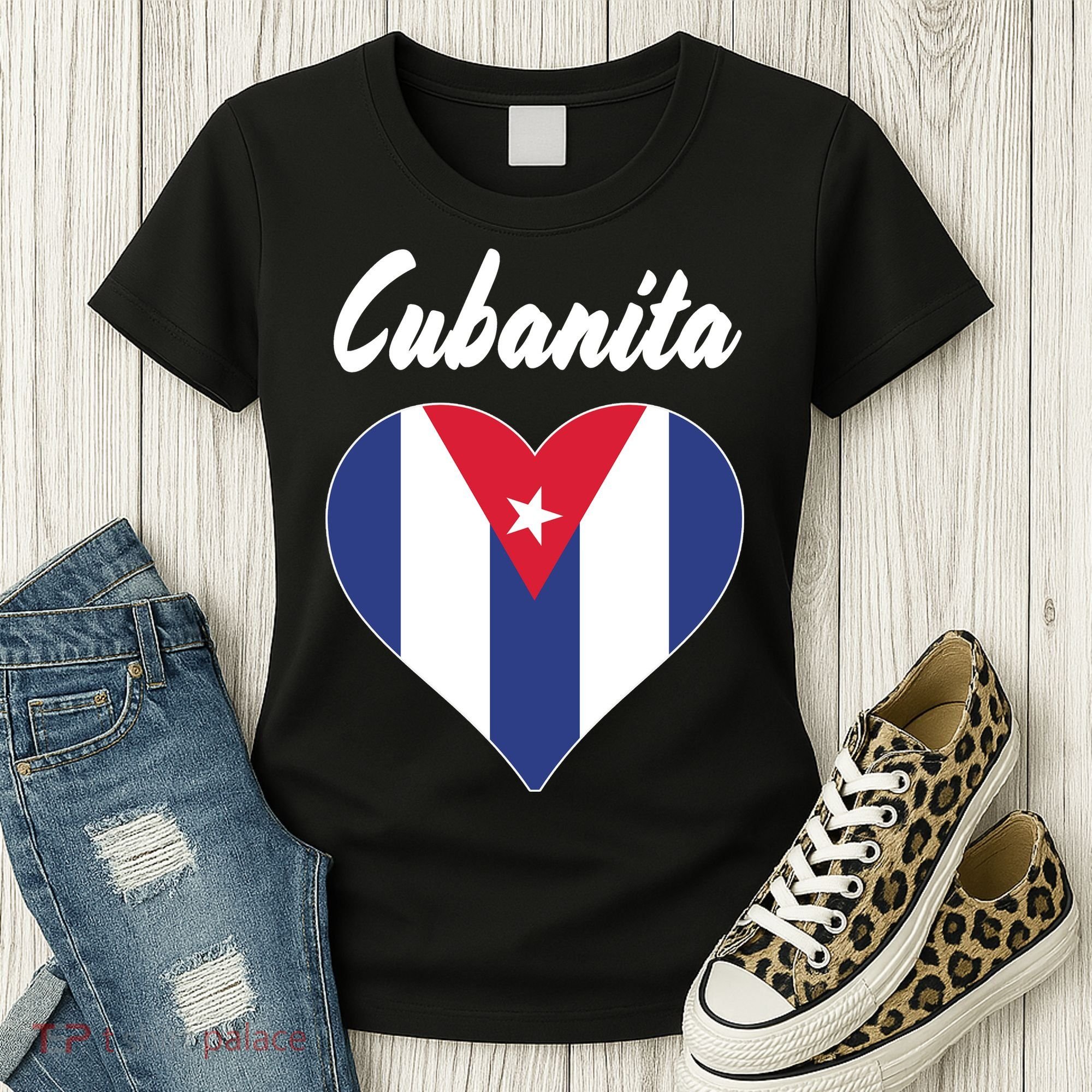 Cubanita Women Cuba Flag Hear Women's T-Shirt