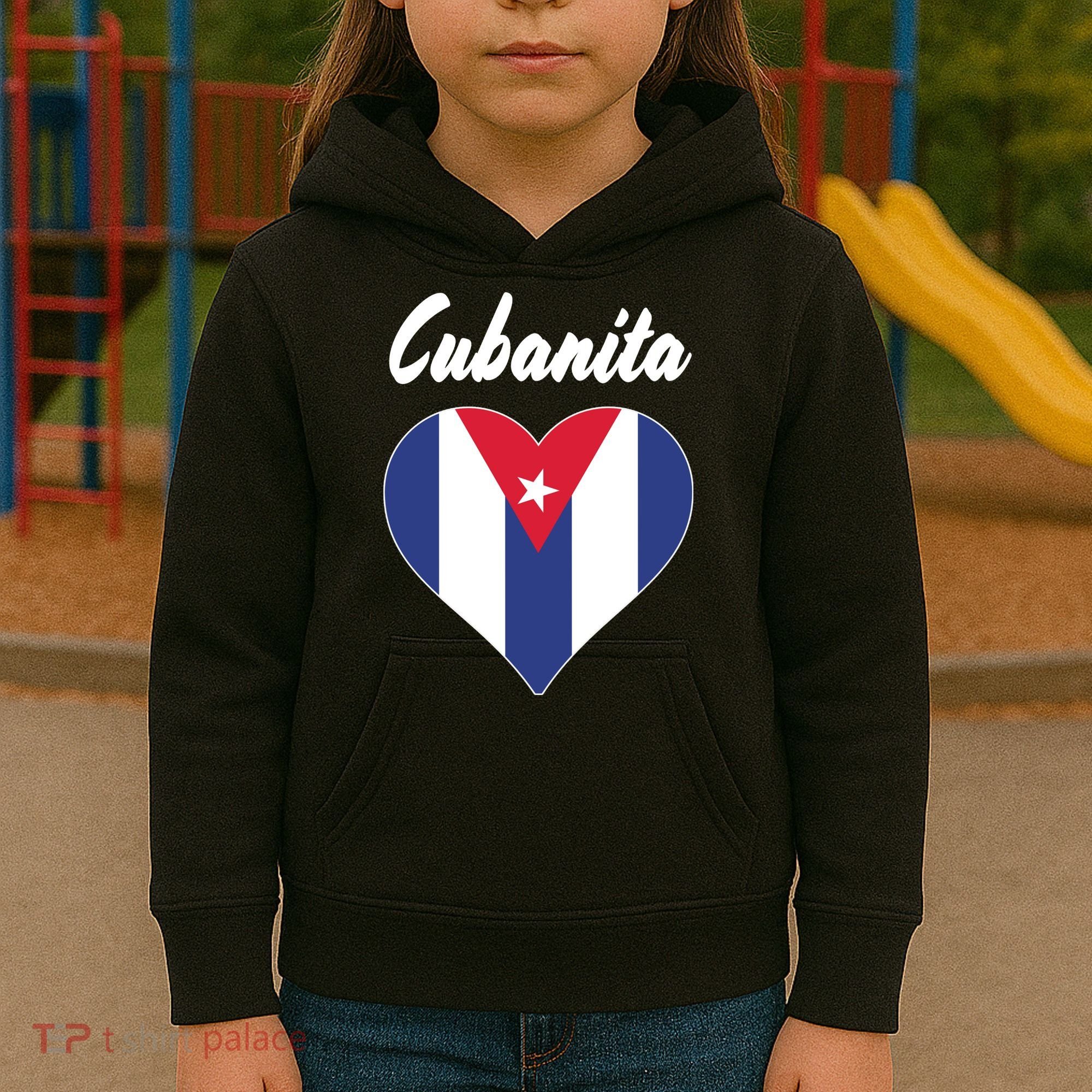 Cubanita Women Cuba Flag Hear Kids Hoodie