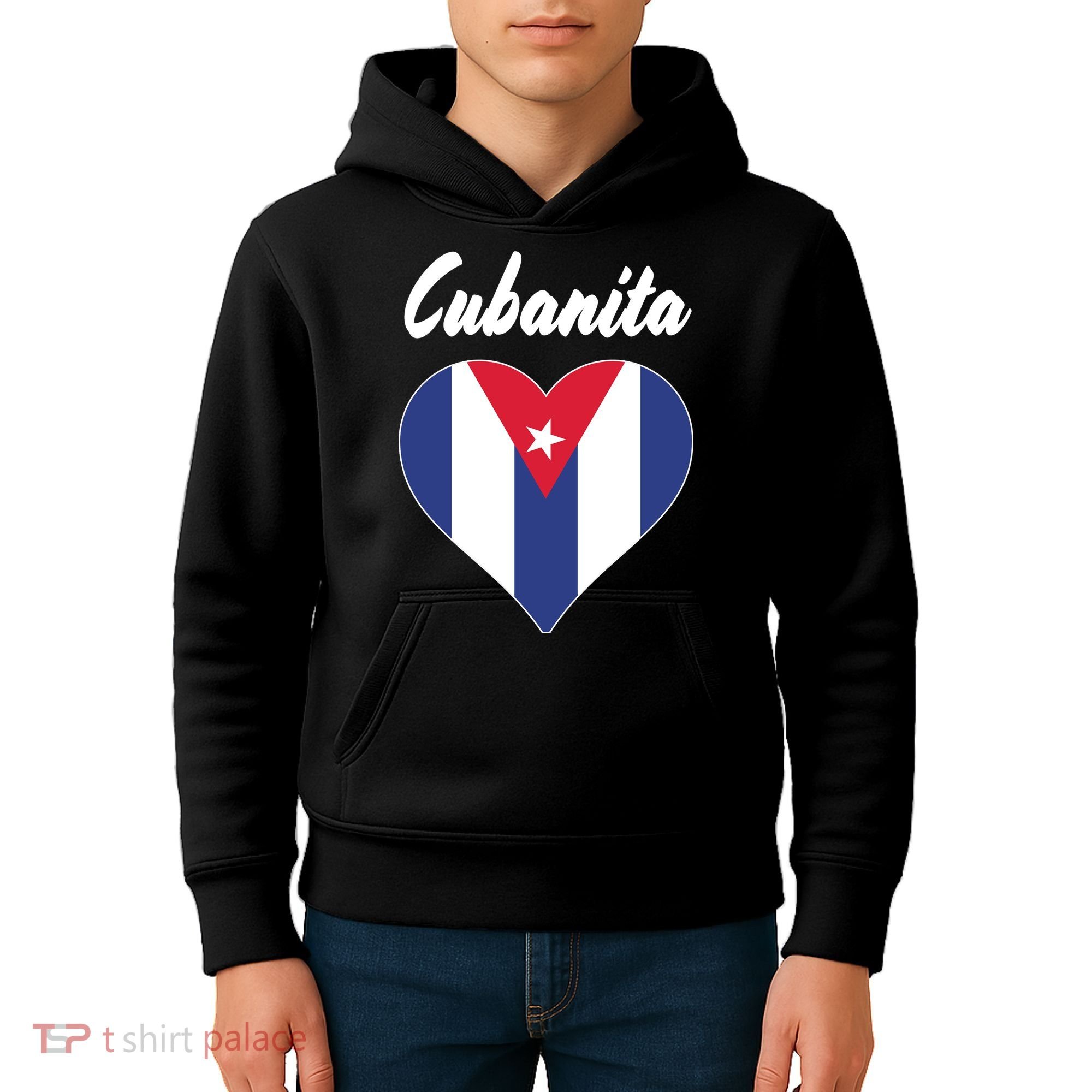 Cubanita Women Cuba Flag Hear Kids Hoodie