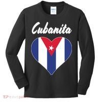 Cubanita Women Cuba Flag Hear Kids Long Sleeve Shirt thumb 0