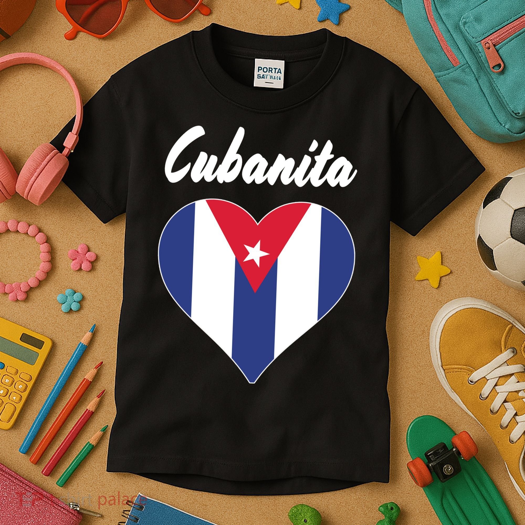 Cubanita Women Cuba Flag Hear Kids T-Shirt