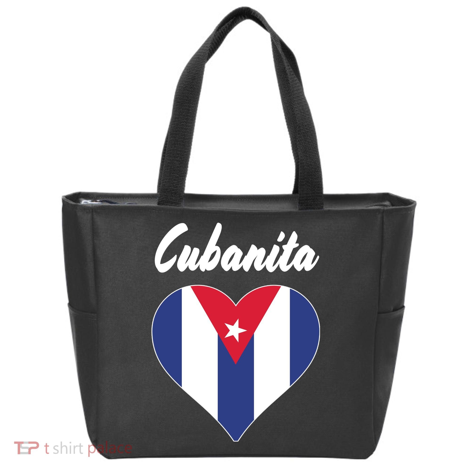 Cubanita Women Cuba Flag Hear Tote Bag