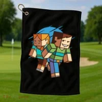 Cubic People Cartoon Golf Towel thumb 1