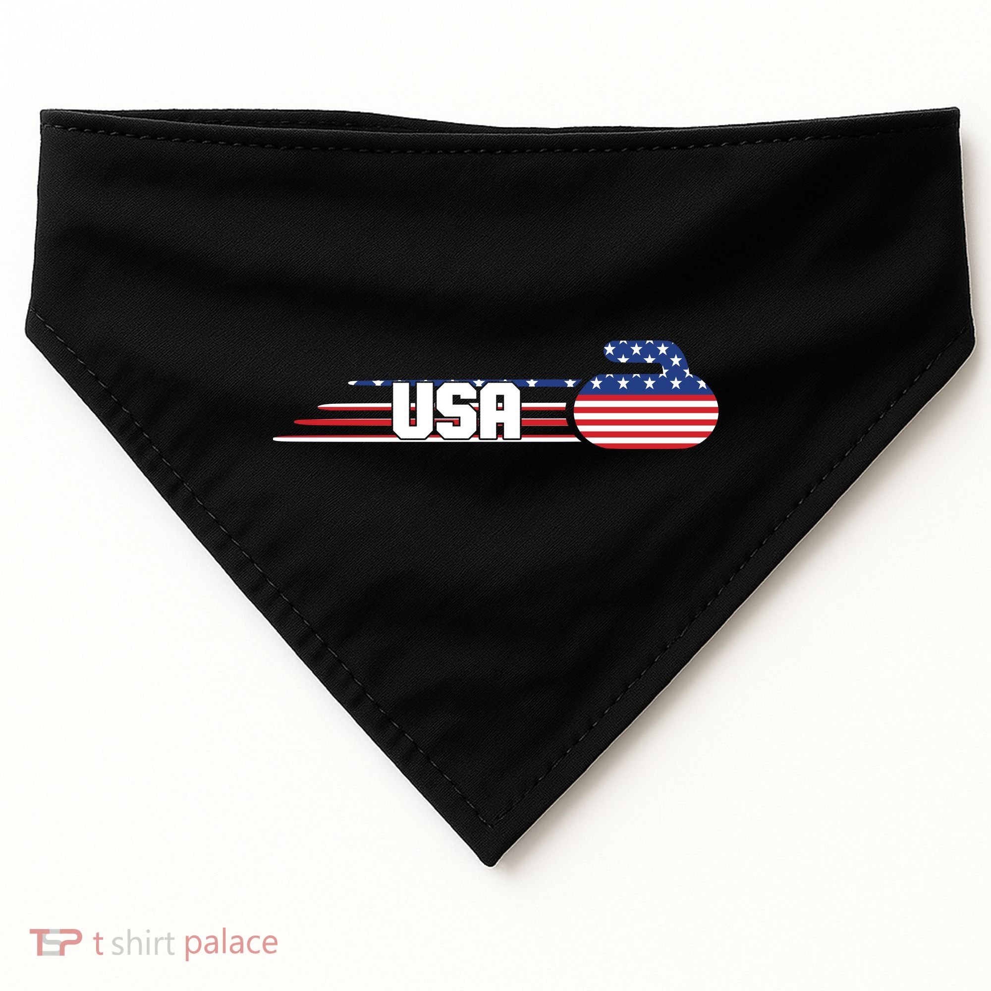 Cool USA Curling Team Sports Logo USA-Made Doggie Bandana