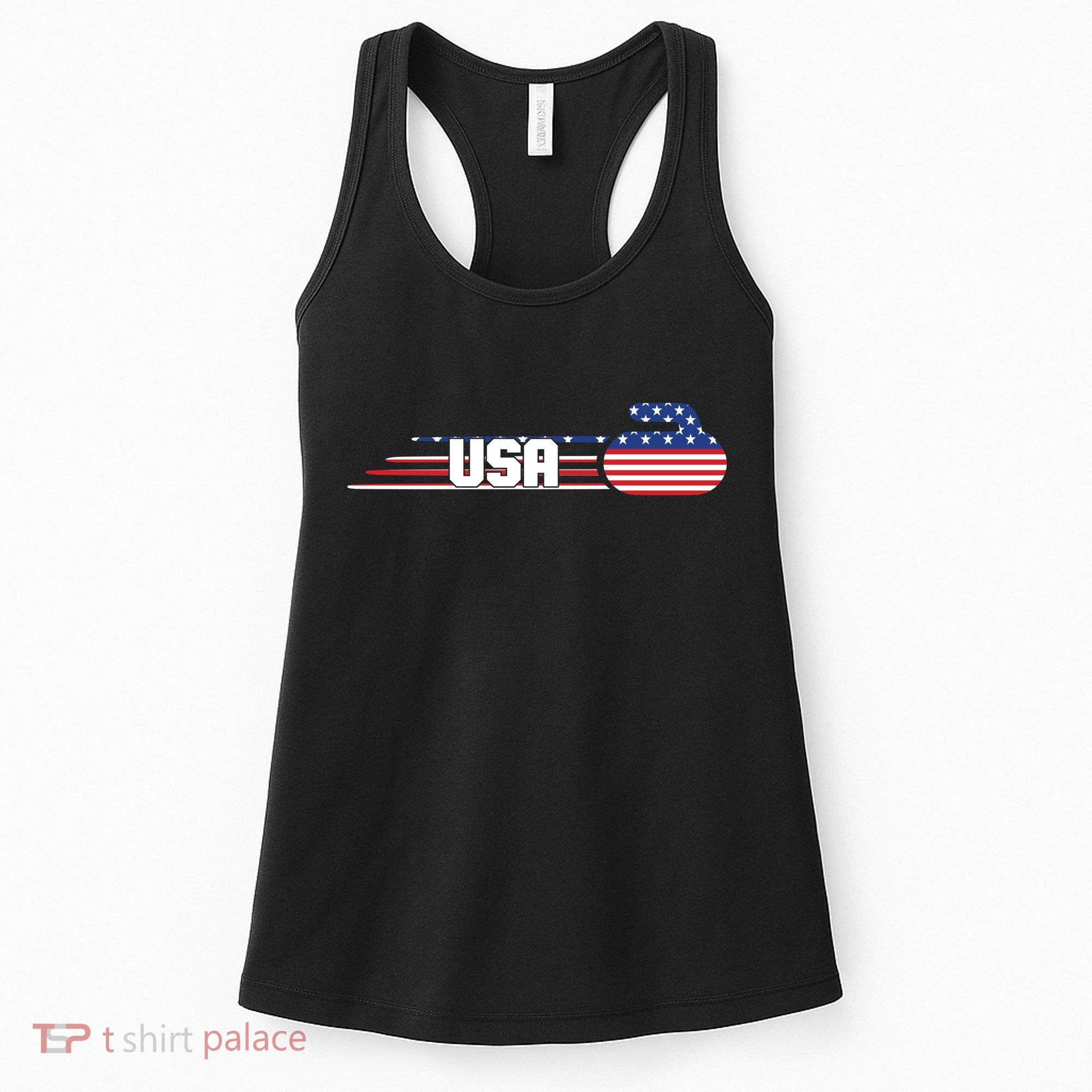 Cool USA Curling Team Sports Logo Women's Tank Top