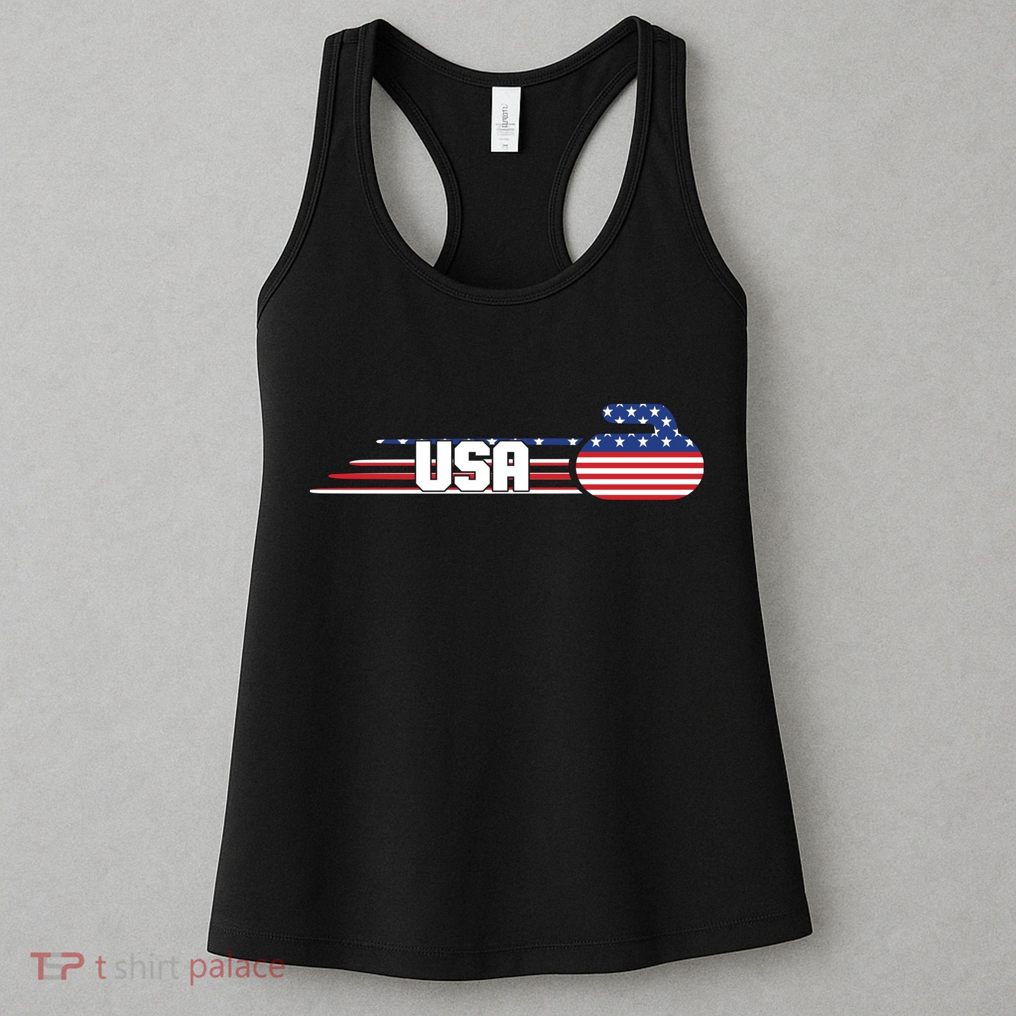 Cool USA Curling Team Sports Logo Women's Tank Top