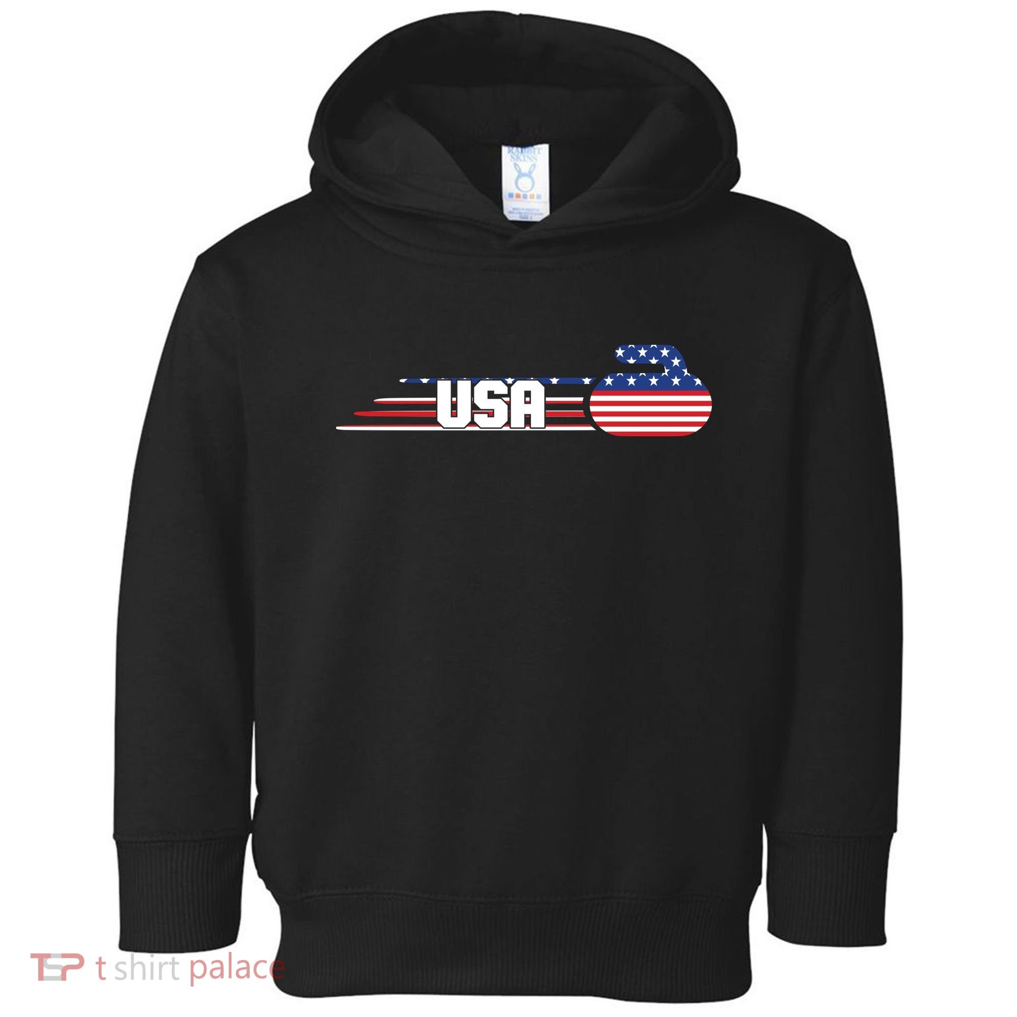 Cool USA Curling Team Sports Logo Toddler Hoodie