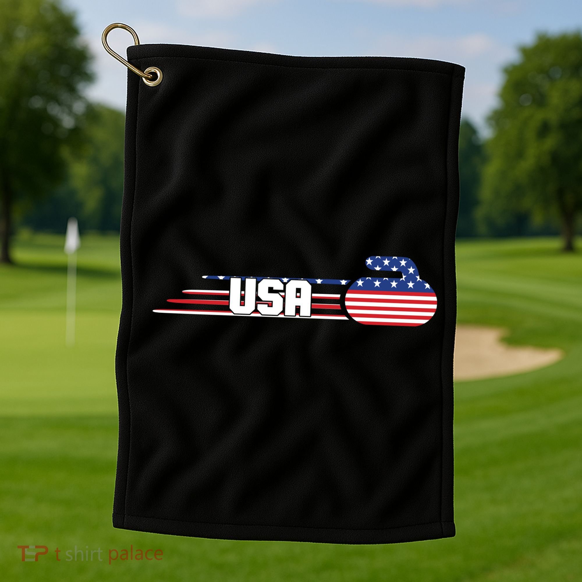 Cool USA Curling Team Sports Logo Golf Towel