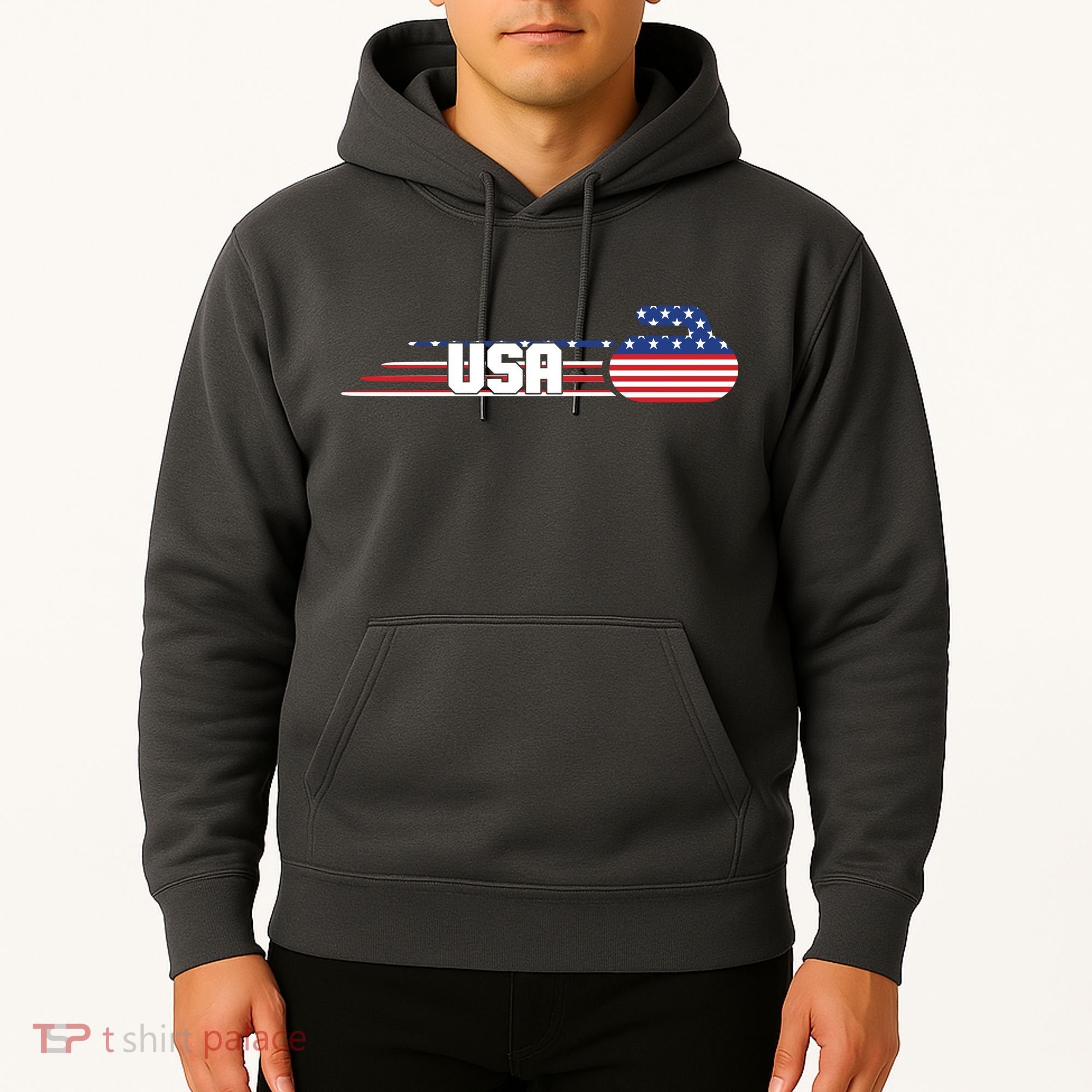 Cool USA Curling Team Sports Logo Hoodie