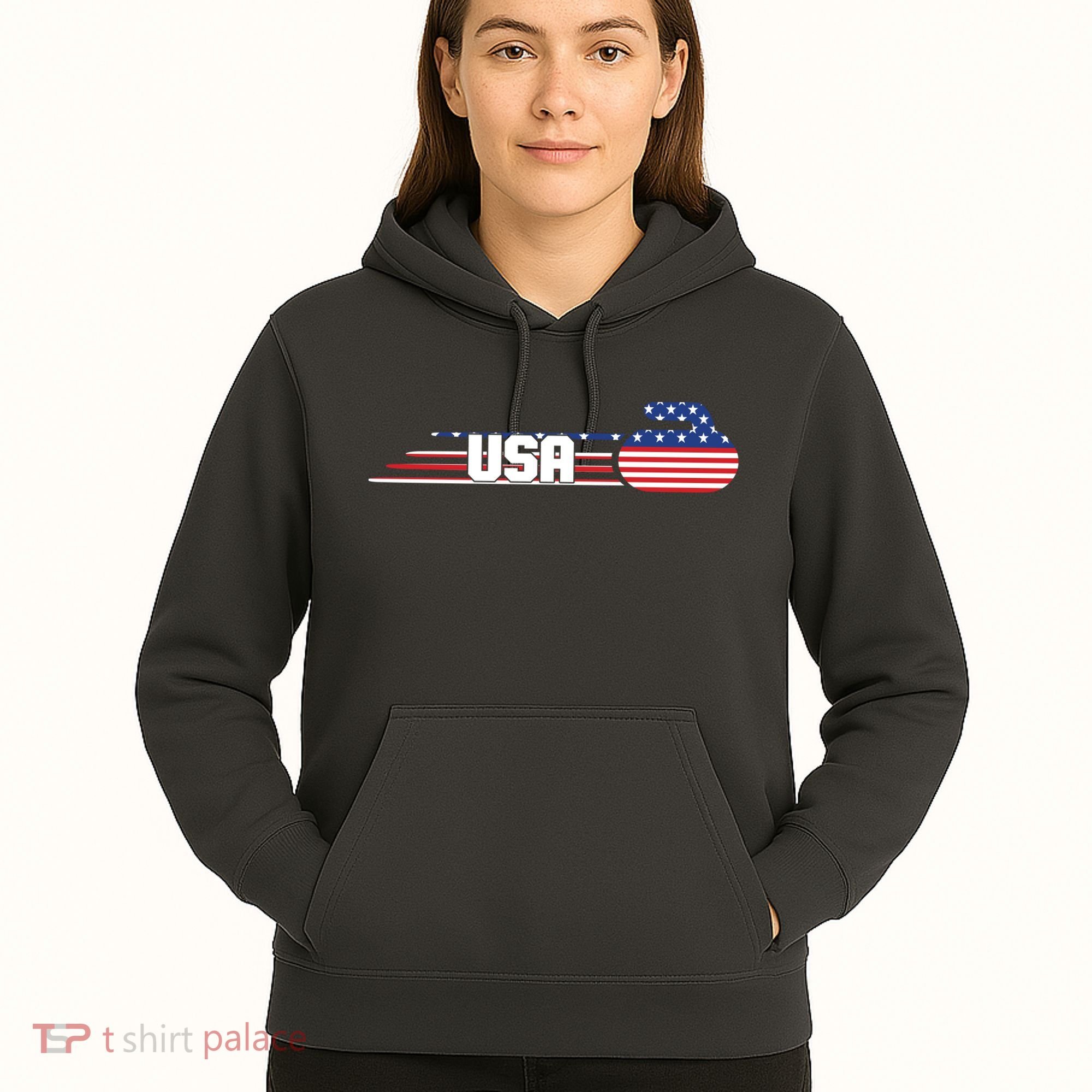 Cool USA Curling Team Sports Logo Hoodie