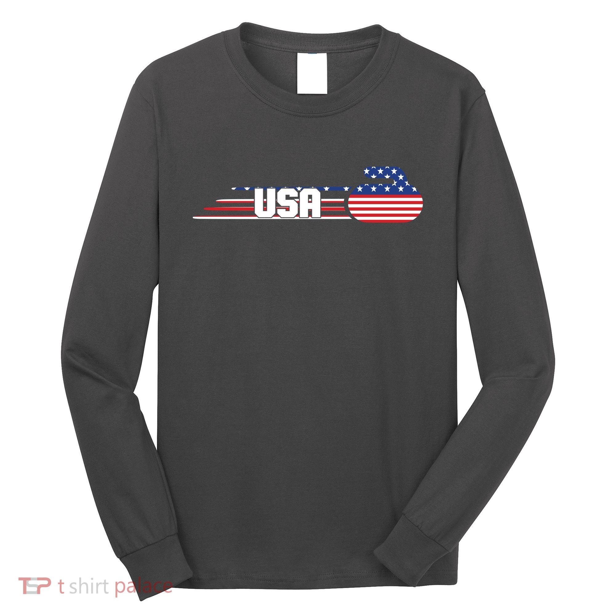Cool USA Curling Team Sports Logo Long Sleeve Shirt