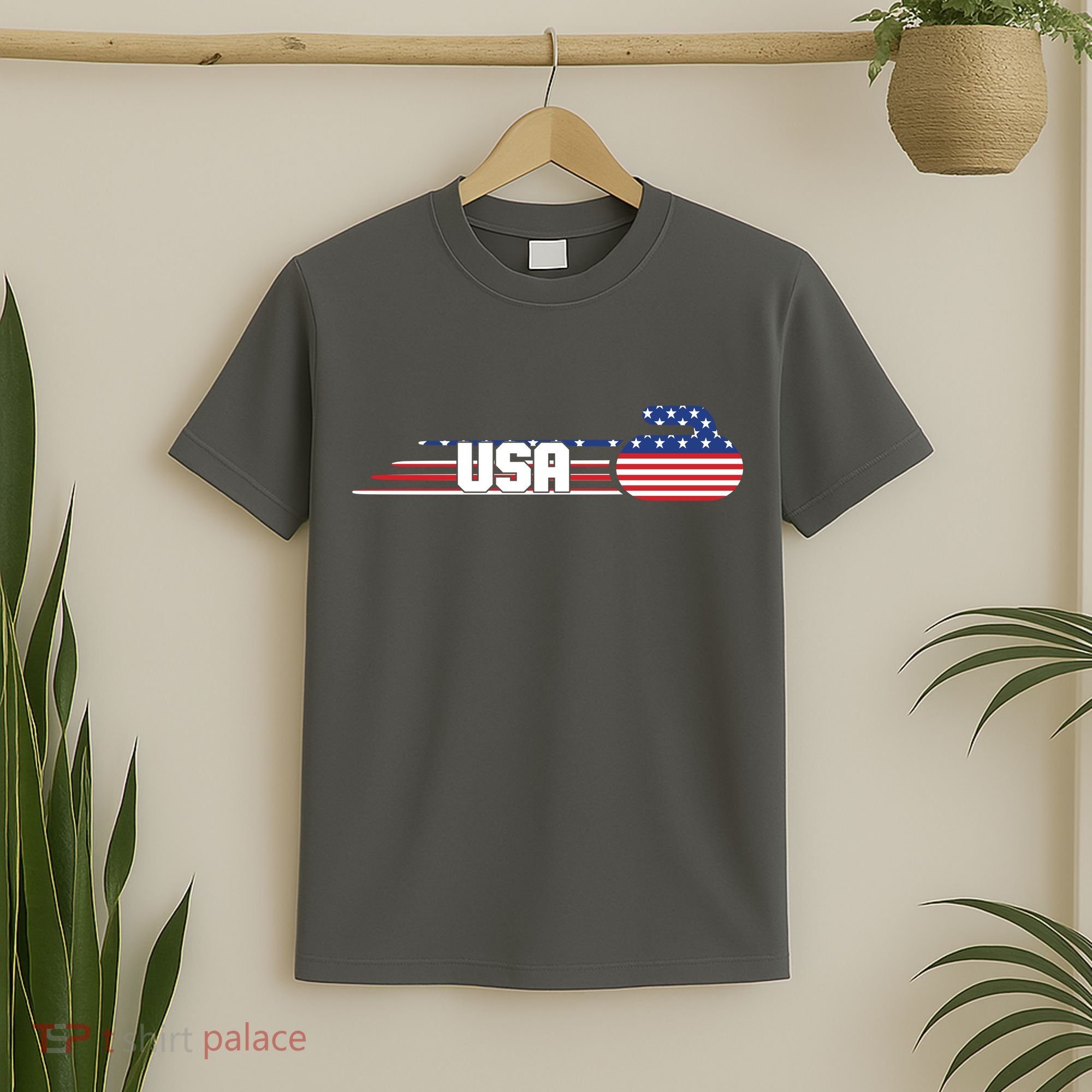 Cool USA Curling Team Sports Logo T-Shirt