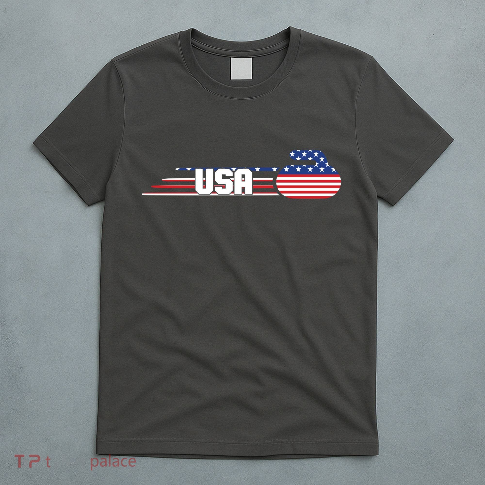 Cool USA Curling Team Sports Logo T-Shirt