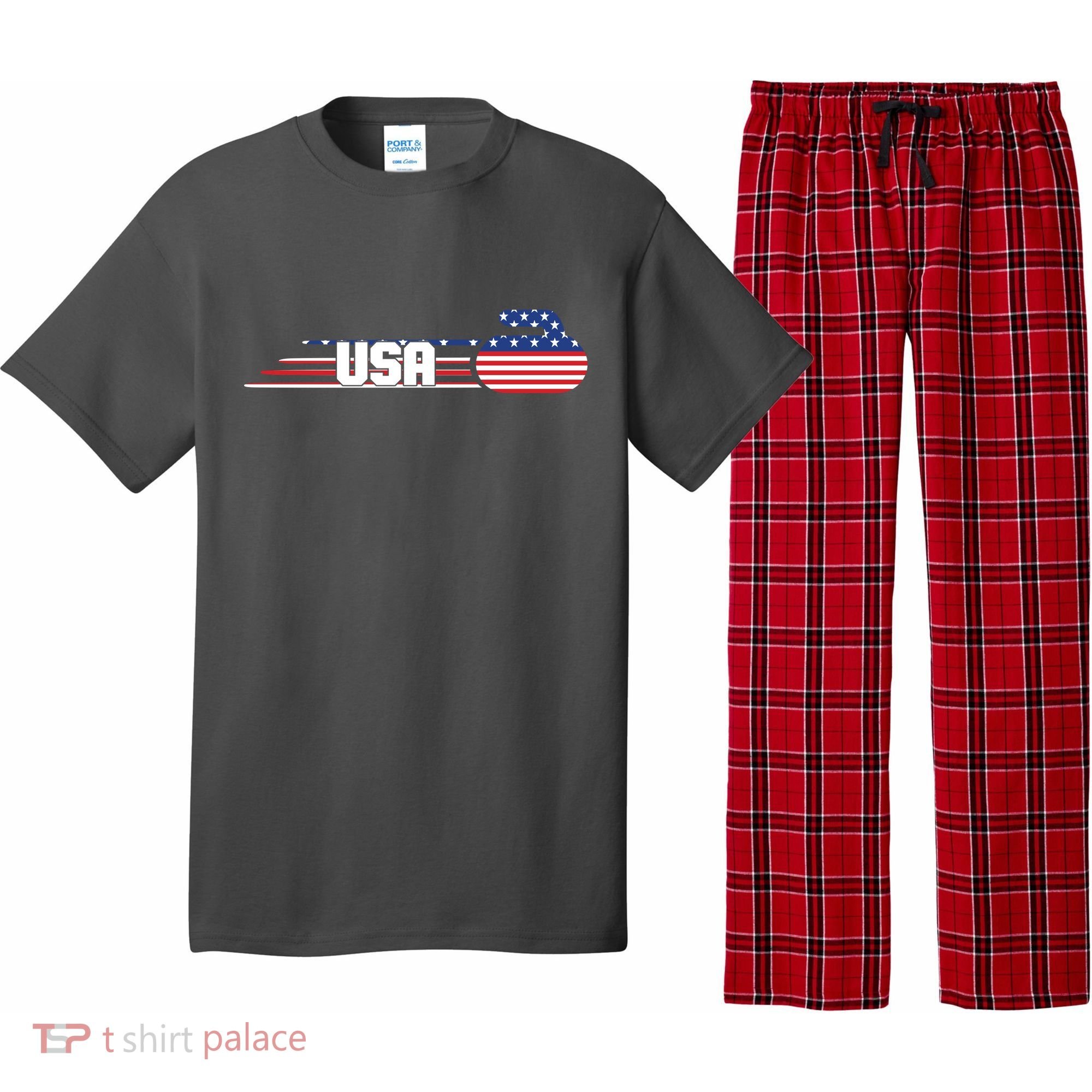 Cool USA Curling Team Sports Logo Pajama Set