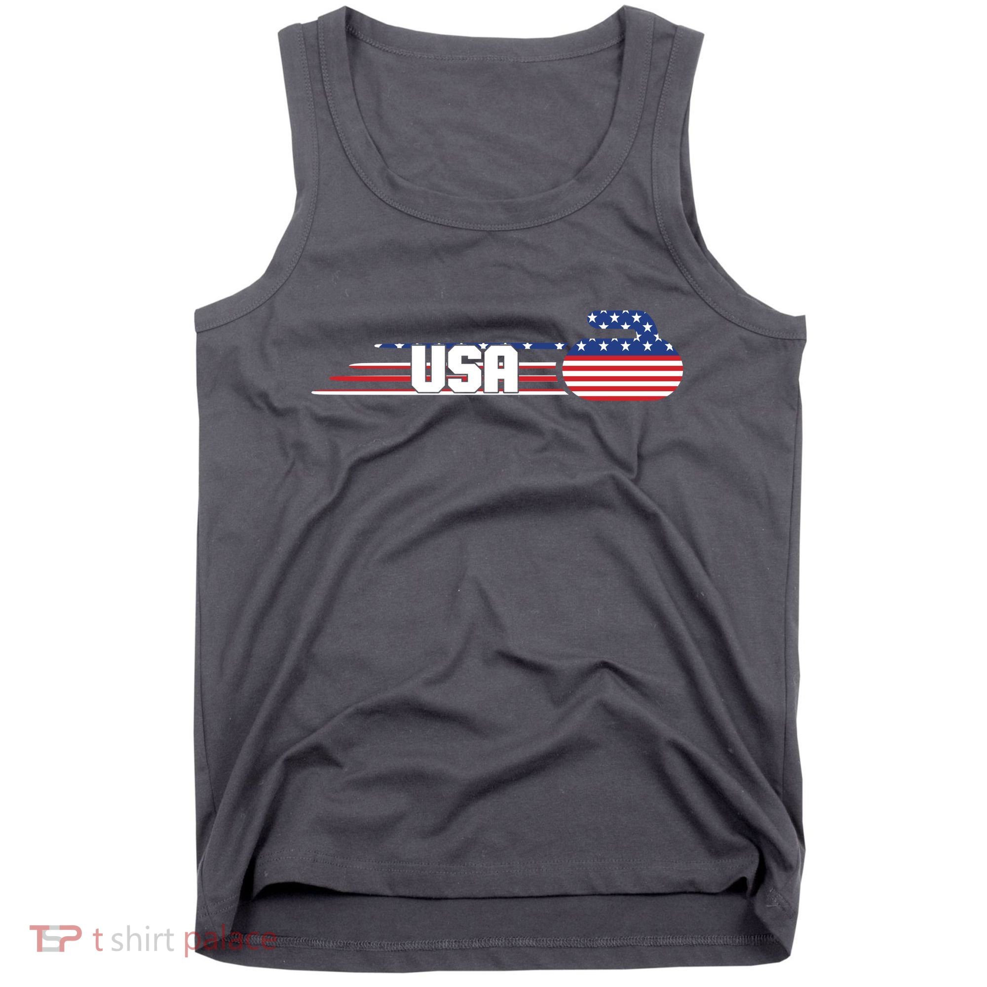 Cool USA Curling Team Sports Logo Tank Top