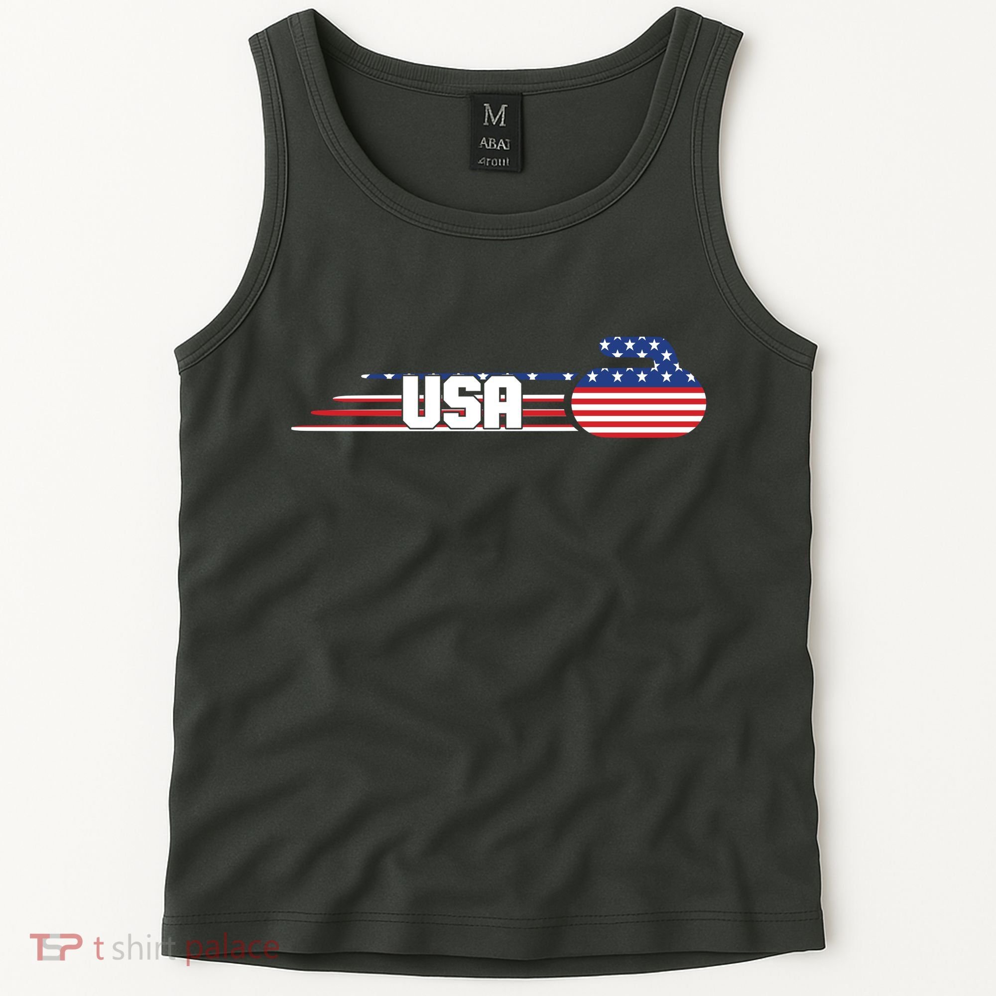 Cool USA Curling Team Sports Logo Tank Top