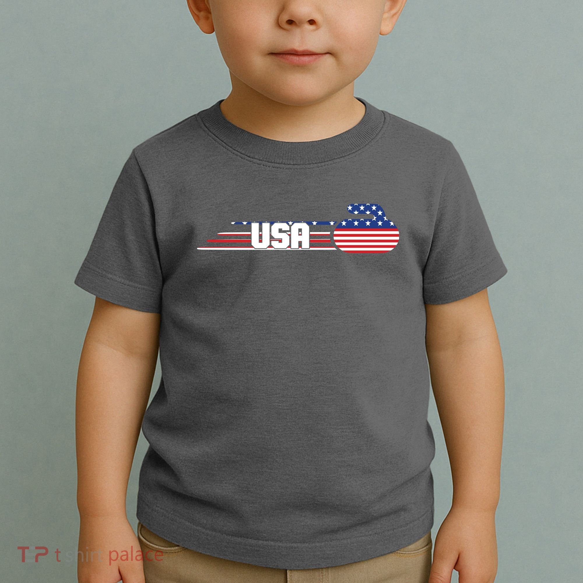Cool USA Curling Team Sports Logo Toddler T-Shirt