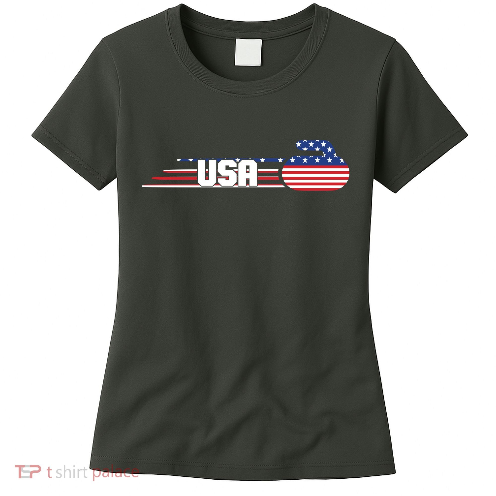 Cool USA Curling Team Sports Logo Women's T-Shirt