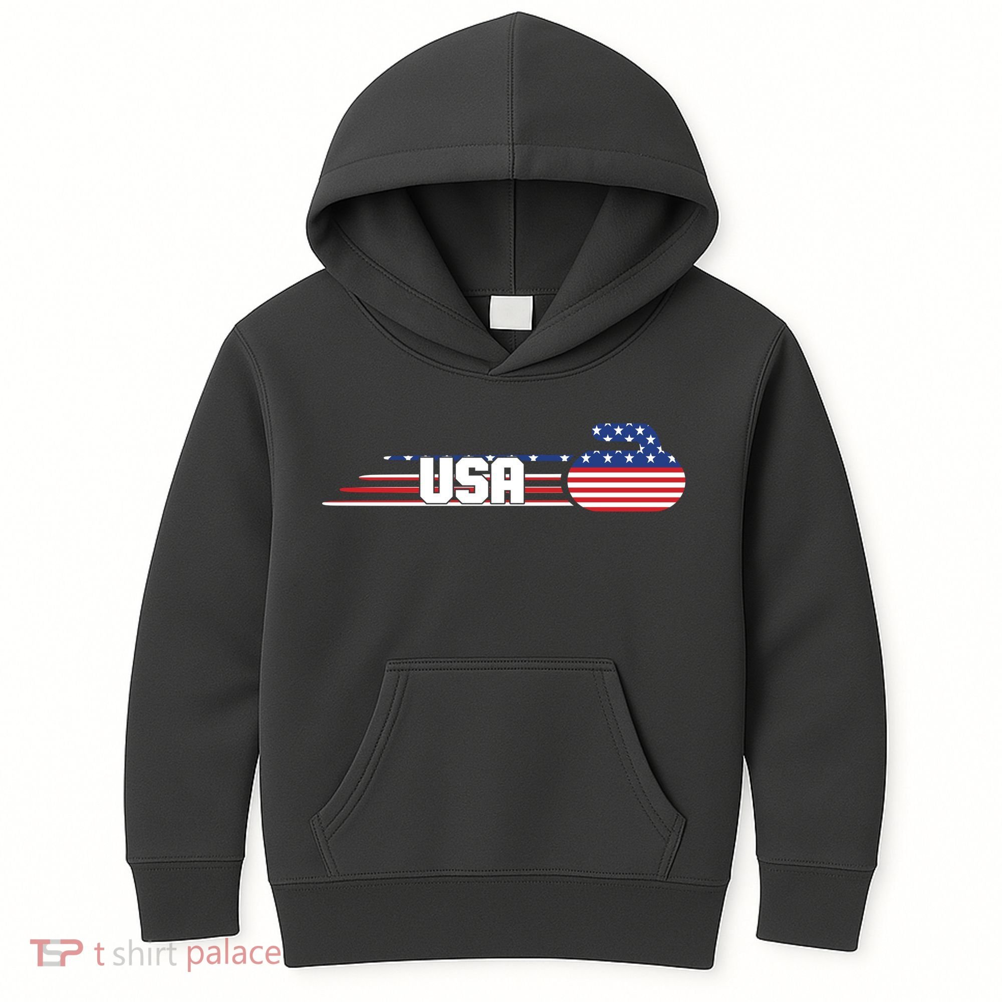 Cool USA Curling Team Sports Logo Kids Hoodie