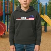 Cool USA Curling Team Sports Logo Kids Hoodie thumb 2